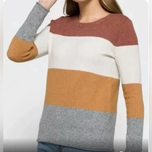 NEW…Pinque Rust Stone Combo Crewneck Sweater - Picture 1 of 4